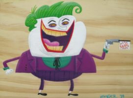 Joker by Alex Leighton Acrylic paints on timber 7.5" x 5.5" $200